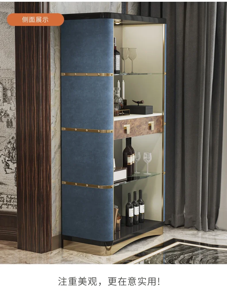 

1184Light luxury glass wine cabinet against the wall Customized restaurant locker Italian postmodern high-end partition bookcase