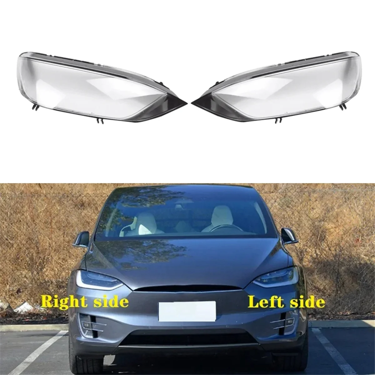 Left Car Headlight Lens Cover Light Lamp Lampshade Front Light Shell for Model X 2016-2022