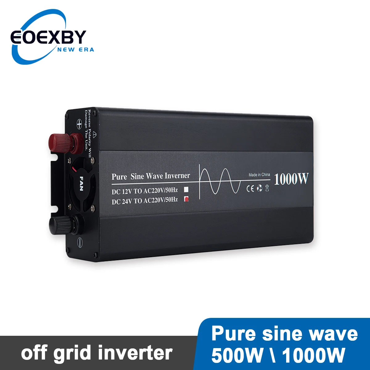 

EOEXBY Pure Sine Wave Off-grid Inverter 1000W/500W DC 12V 24V 48V to AC 110V/220V 50HZ Mobile Power Converter Solar Car Inverter