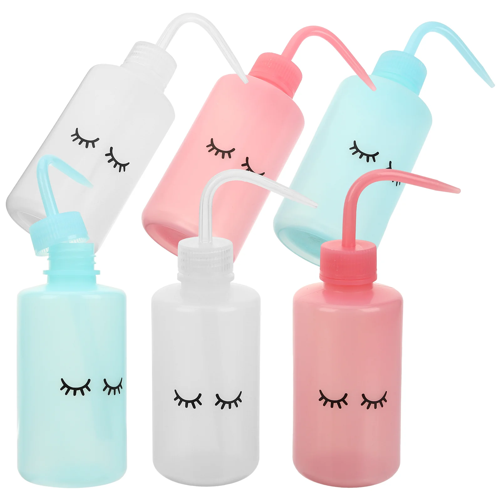 

6 Pcs Eyelash Washing Bottle Curved Mouth Kettle Squeeze Bottles for Liquids Child