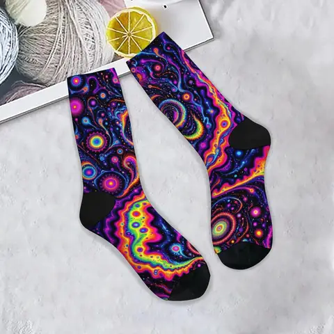 Abstract Galaxy Psychedelic Art Socks Retro Style Street Fashion Men's Socks Unisex Novelty Funny Compression Socks Holiday Gift