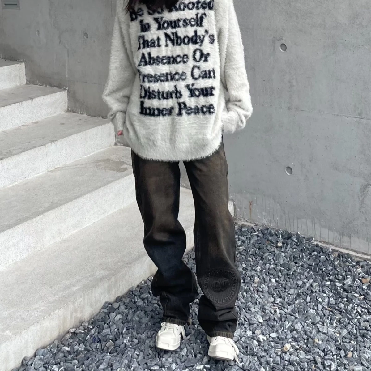 

American Sle Soft Knitted Sweater Loose Lazy Sle Autumn Winter New Design Casual Loose Fit round Ne Long Sve Top