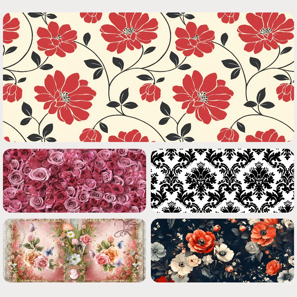 

Vintage Flowers XL Mousepad Mouse Mat Desk Mat With Pad Gaming Accessories Prime Gaming XXL Keyboard Pad Padding Mat