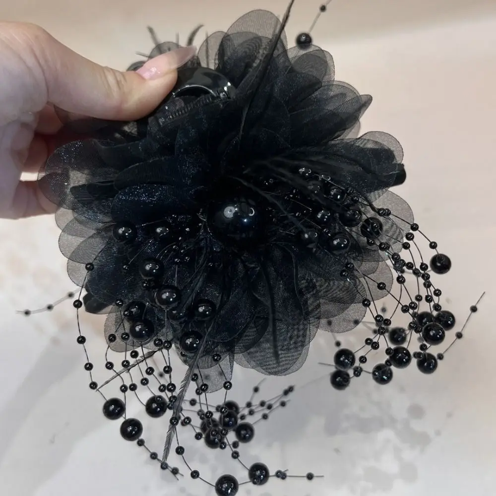 Moda peonía flor agarre Clip borla plástico pelo garra lentejuelas flor horquillas mujeres