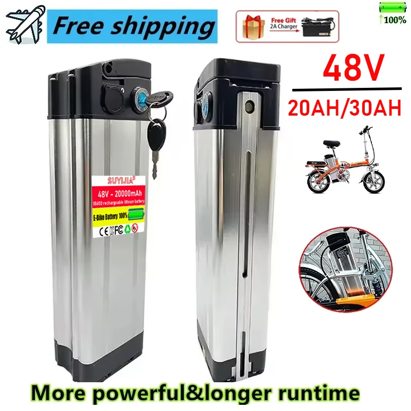 

48 В Высококачественная литиевая батарея для электрического велосипеда Silverfish 20/30 Ач 500 Вт 750 Вт 1000 Вт Литий-ионный аккумулятор высокой мощности 18650