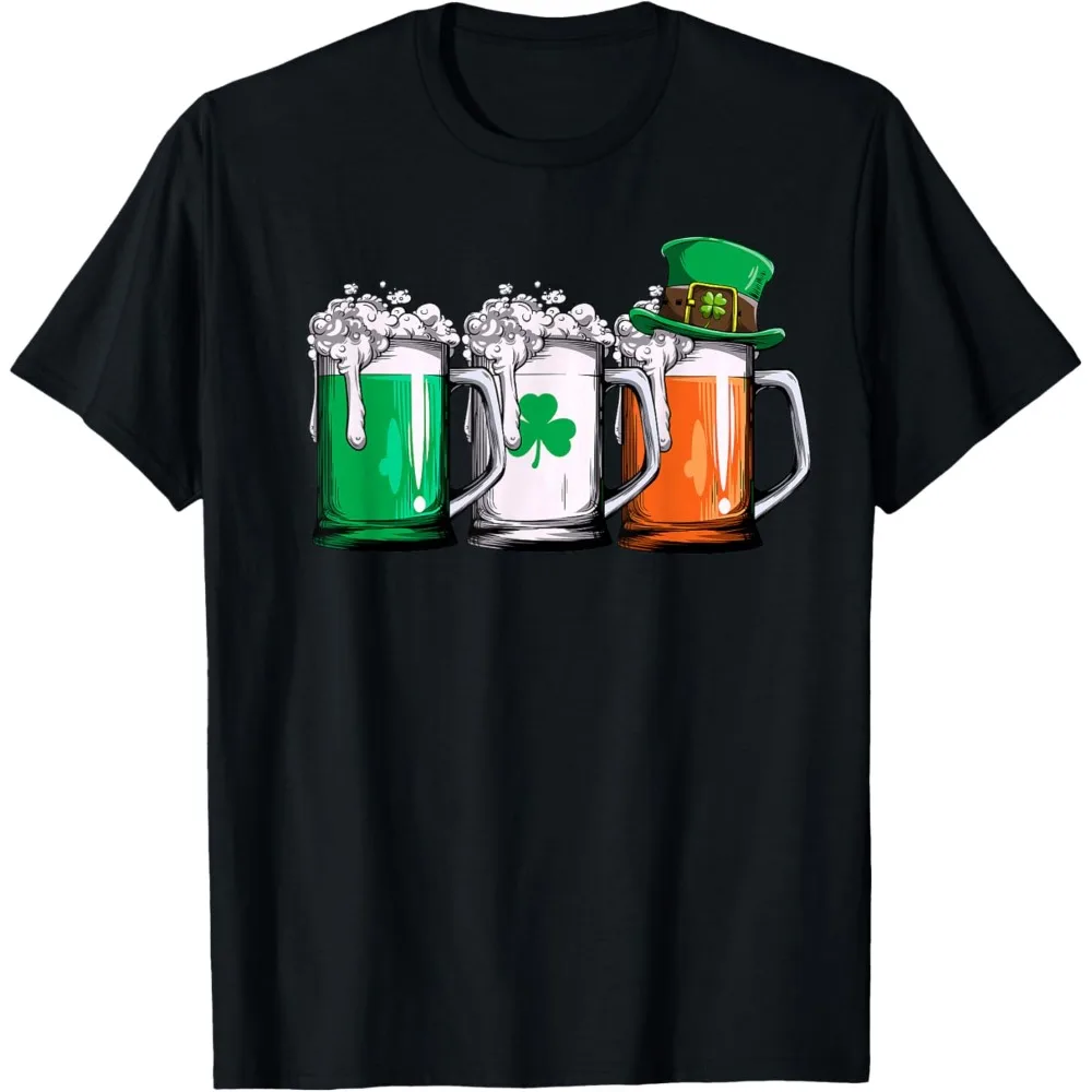 Irish Beer Ireland Flag St Patricks Day Men Women T-Shirt St Patricks Day Gift Funny Graphic Clothes High Quality Cotton Tees