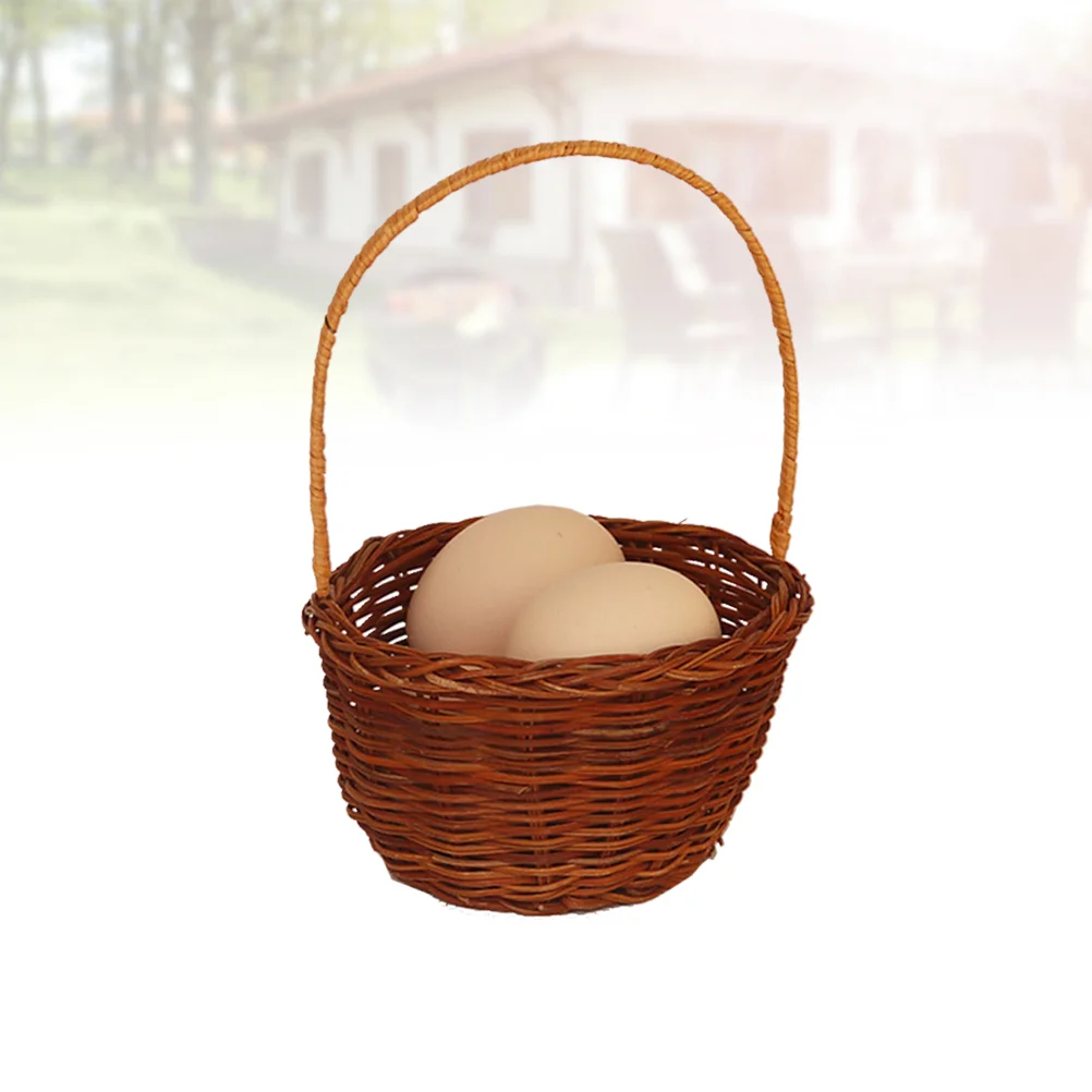 

Mini Basket Storage Mango Woven Picnic Desktop Props Small Wicker with Handle Bamboo