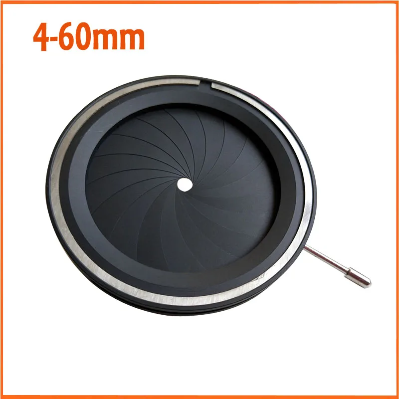 4-60MM Adjustable Iris Diaphragm Aperture Condenser Light Regulator 18 Blades for Digital Camera Microscope Adapter Condensator