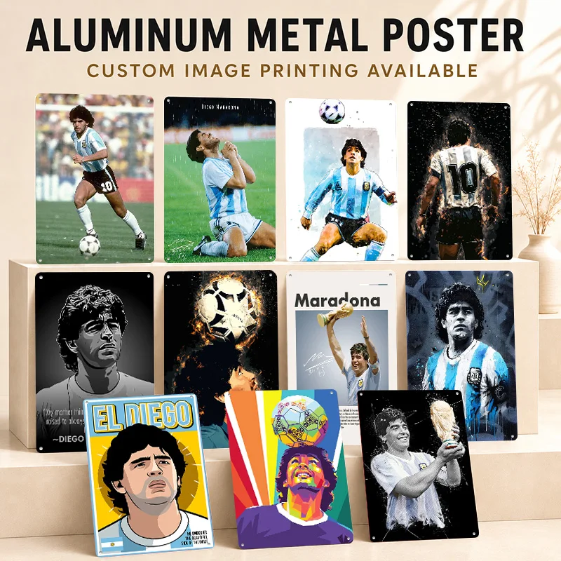 Diego Maradona Printed Posters Personalized Metal Sign Sporting Legacy Design Wall Art For Game Room Bedroom And Football Fans