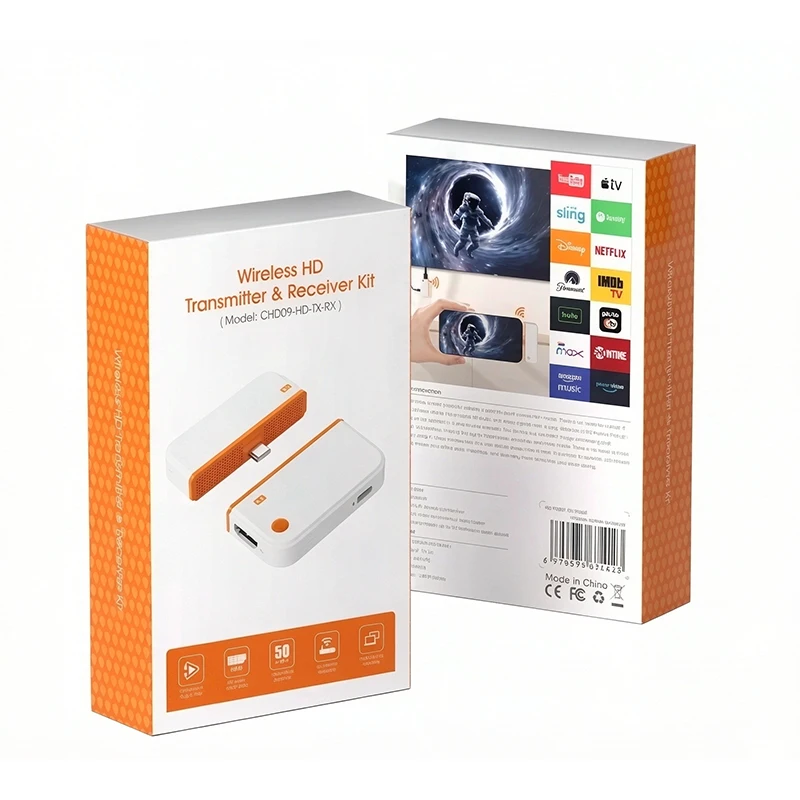 무선 50M Type-C 포트 HDMI 오디오/비디오 송신기/수신기/확장 어댑터, 노트북, PC, 휴대폰, TV, 모니터용 TV 스틱/동글