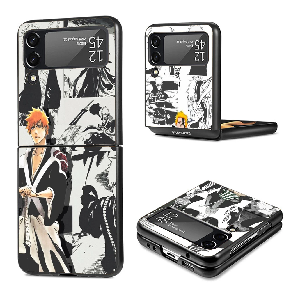 Ichigo Kenpachi Bleach Anime Phone Case For Samsung Galaxy Z Flip6 5G Flip5 Flip4 Flip3 ZFlip 6 3 4 5 Hard PC shockproof Back Co