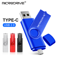 128GB Type C USB2.0 Flash Drive 64GB 32GB 16GB Super-Fast Rotating Metal OTG Pendrive for External Storage