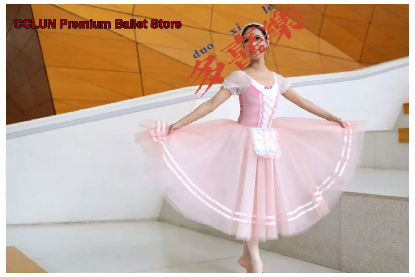 Girls' Long Giselle Performance Costume Swan Lake Nutcracker for Adults and Children Kids