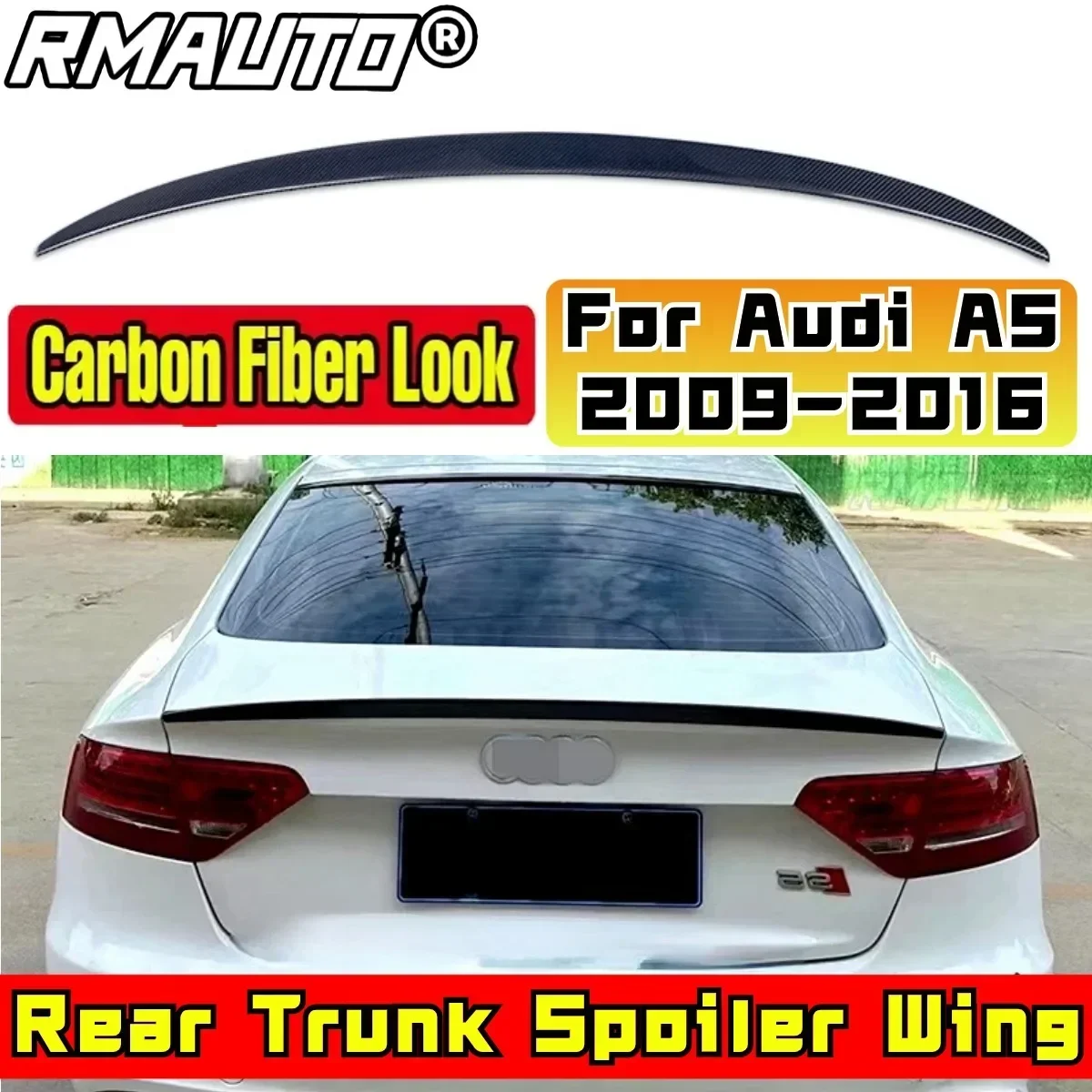 For Audi A5 4Door 2009 2010 2011 2012 2013 2014 2015 2016 Rear Spoiler Wing Body Kit Car Rear Trunk Spoiler Car Accessories