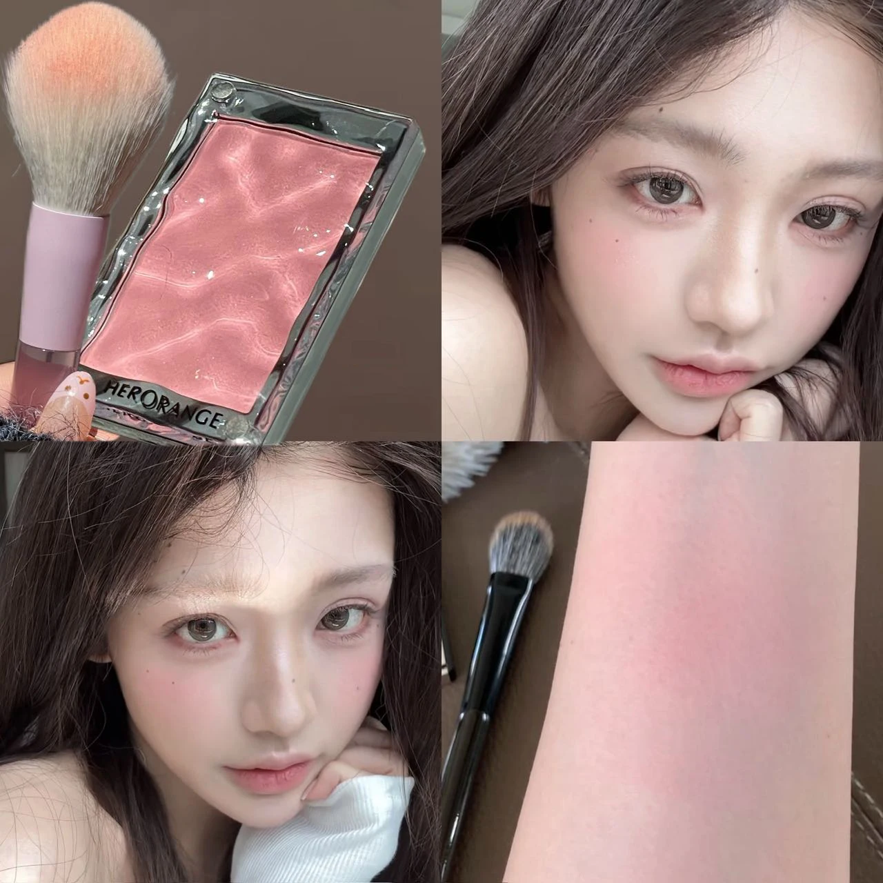 Paleta de Rubor Mate Monocromática, Suave y Sedosa, Color Rosa Natural para el Rostro, Rubor en Polvo de Baja Saturación, Larga Duración