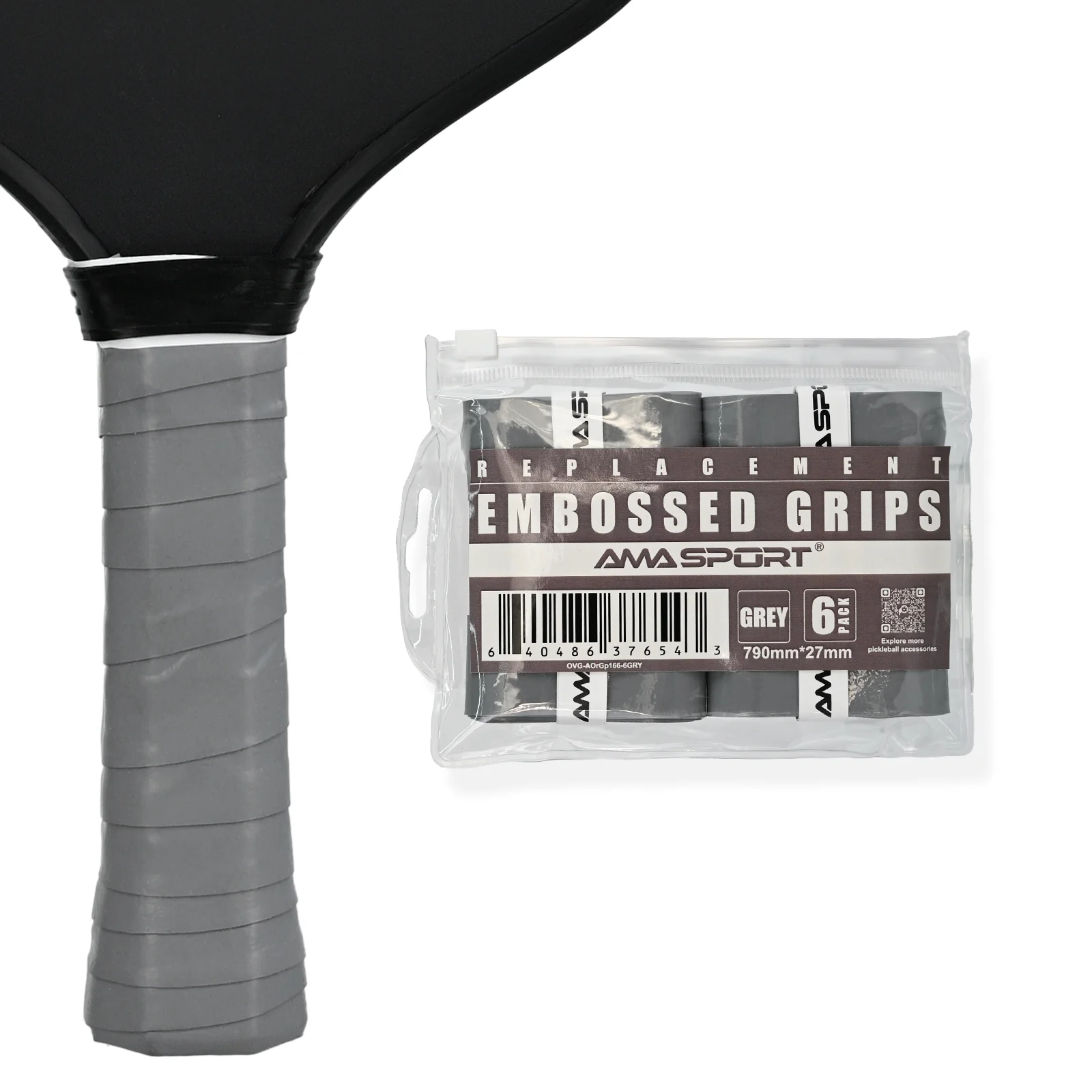 AMASPORT 6 Packs Pickleball Overgrip Tape Extra Tacky Grip High Sweat Absorption Anti-Slip Soft Touch Durable Paddle Overgrip