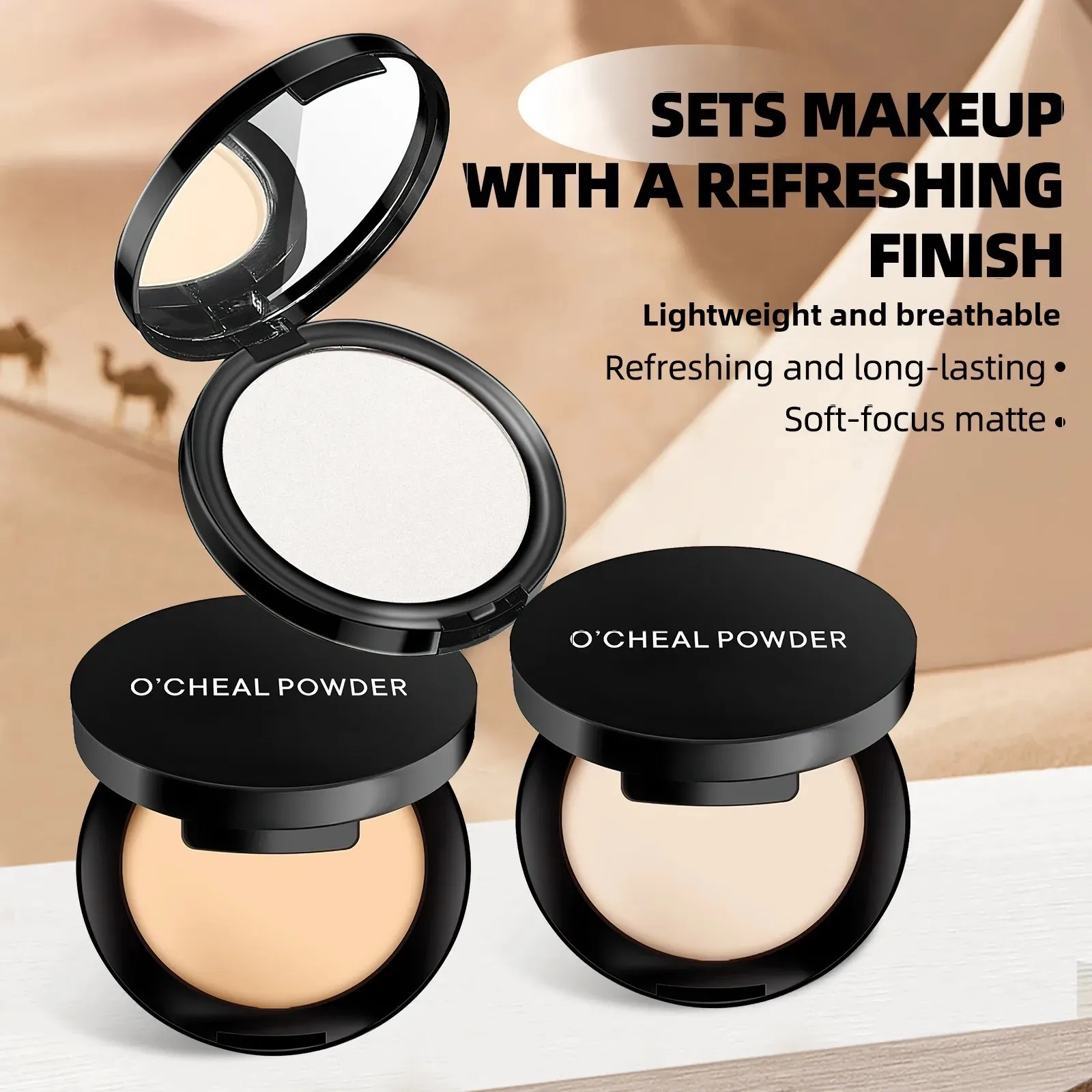 OCHEAL Concealer Contour Powder Oil Control Hydrating Setting Foundation Waterproof Sweatproof Sheer MatteCompact for Women Girl