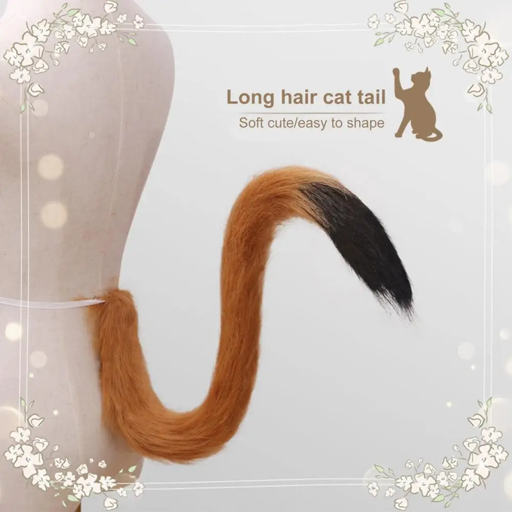 Cosplay Fake Cat Tail Simulated Plush Tail Costume Accessory for Parties Soft Fuzzy Plush Cat Tail with Metal Pin Costumes Prop