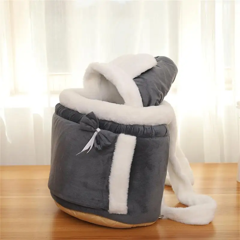 Borsa da trasporto per animali domestici Gatti Cani Zaino in peluche Viaggio all\'aperto Camminata Inverno Nido caldo Gattino Cucciolo Pettorina