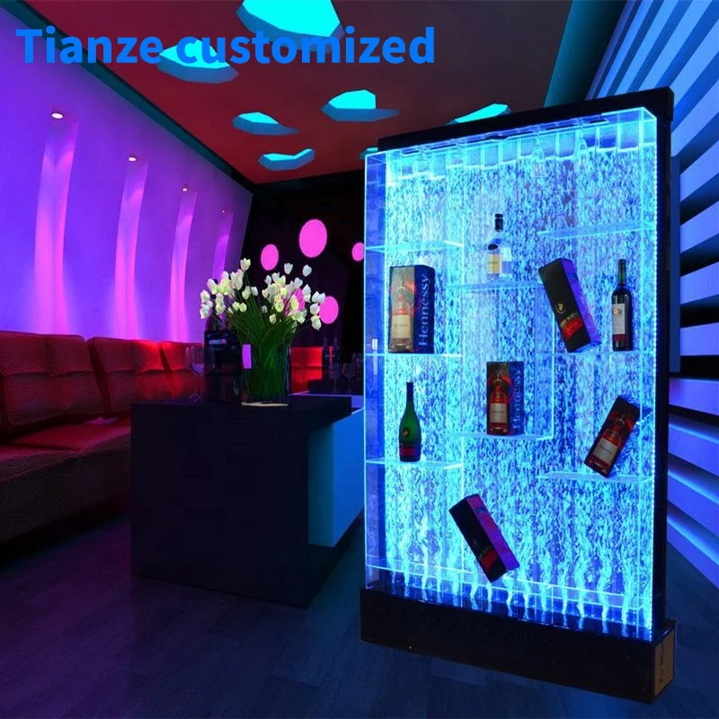 (customized)dubai luxury water bubble wall fountain room dividers screen led wine cabinet bar furniture