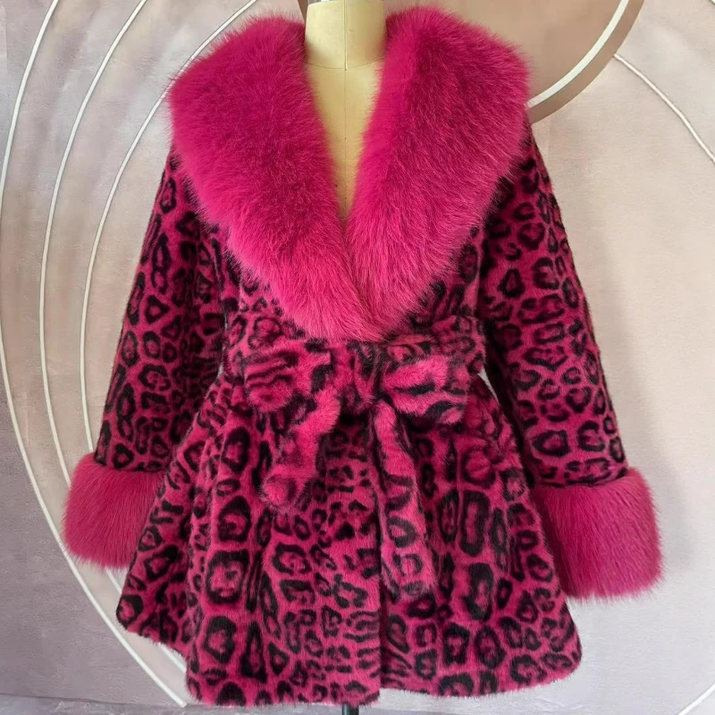 

Осень/зима 2026, новый стиль, шуба из искусственного меха лисьей норки с меховым воротником, утягивающая талия, толстая теплая куртка средней длины