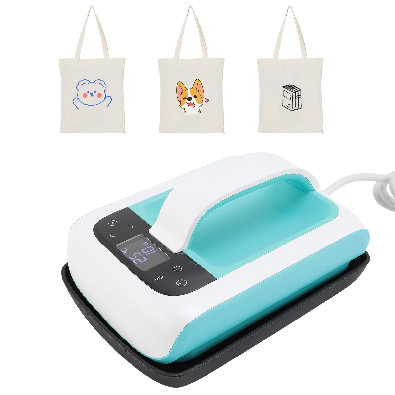 Coolinbo Heat Press Machine 7x4.8inch Heating Transfer Iron Press Fast Heat Up for Sublimation Adjustable Temperature Timer