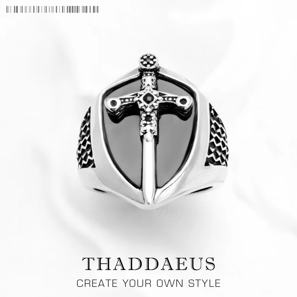 Signet Ring Mystical Sword 925 Sterling Silver Vintage Strength Gift for Women Men 2022 Summer Fine Jewelry