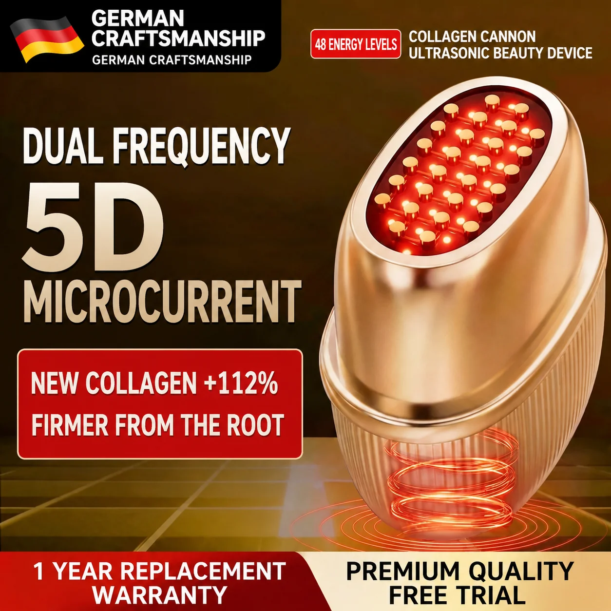 German RF Beauty Device, Lifting Firming Skin Rejuvenation Anti-aging Household Facial Massager, Collagen Boost Skin Tightening