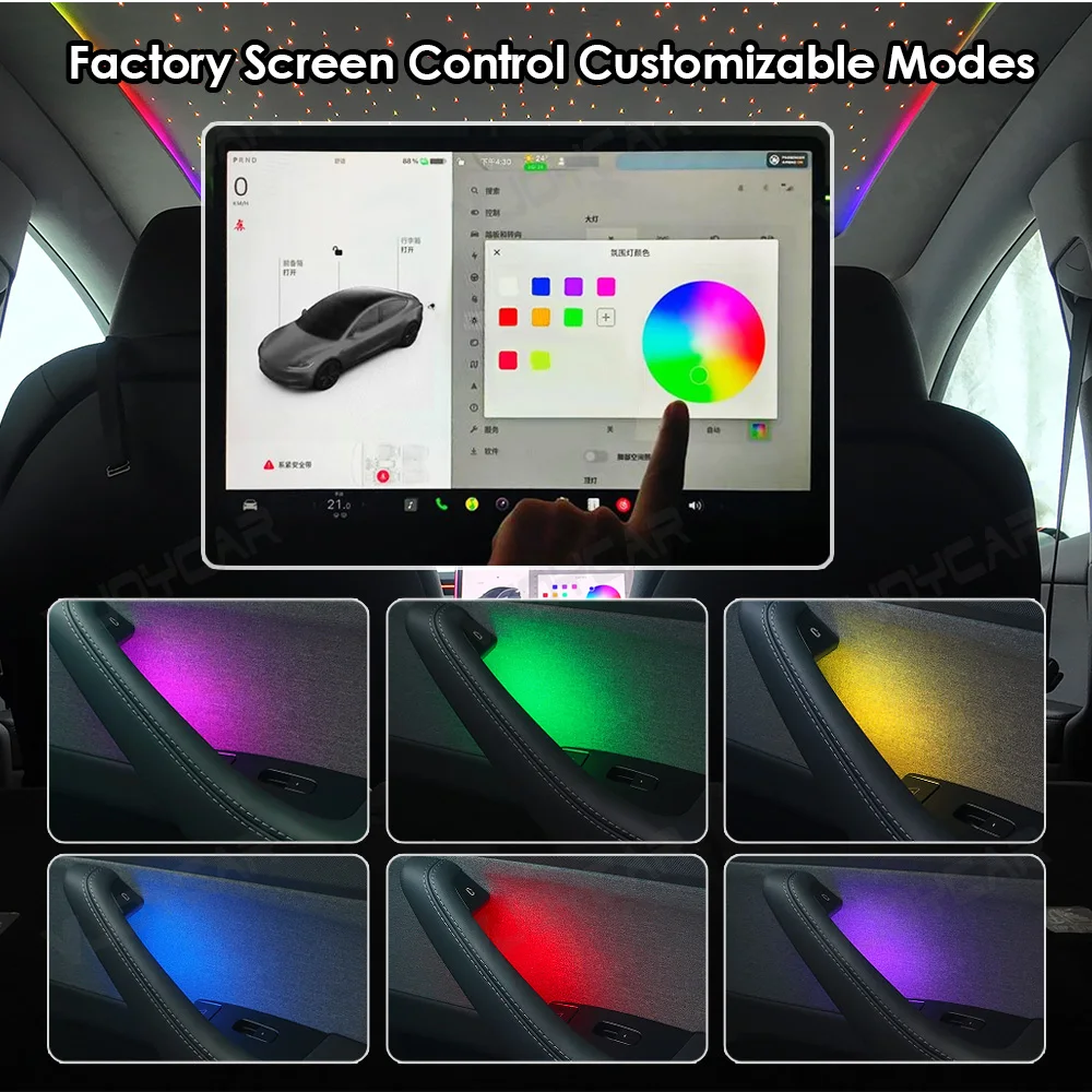 New Model Y Juniper Door Handbar Ambient Light New Model 3 Highland Door Grab Pocket Light  Car Interior RGB Atmosphere Lamp