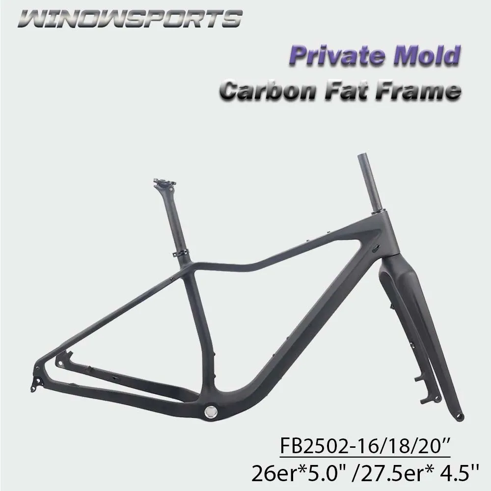 

New private mold Carbon fat bike frame For snow bicycle 26er * 5.0'' Rear Space 197*15mm BSA100