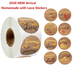 Multiple New Kraft Gold Foil Homemade with Love Stickers Seal Labels 500pcs Scrapbooking for Handmade Custom Baked Gift Decor