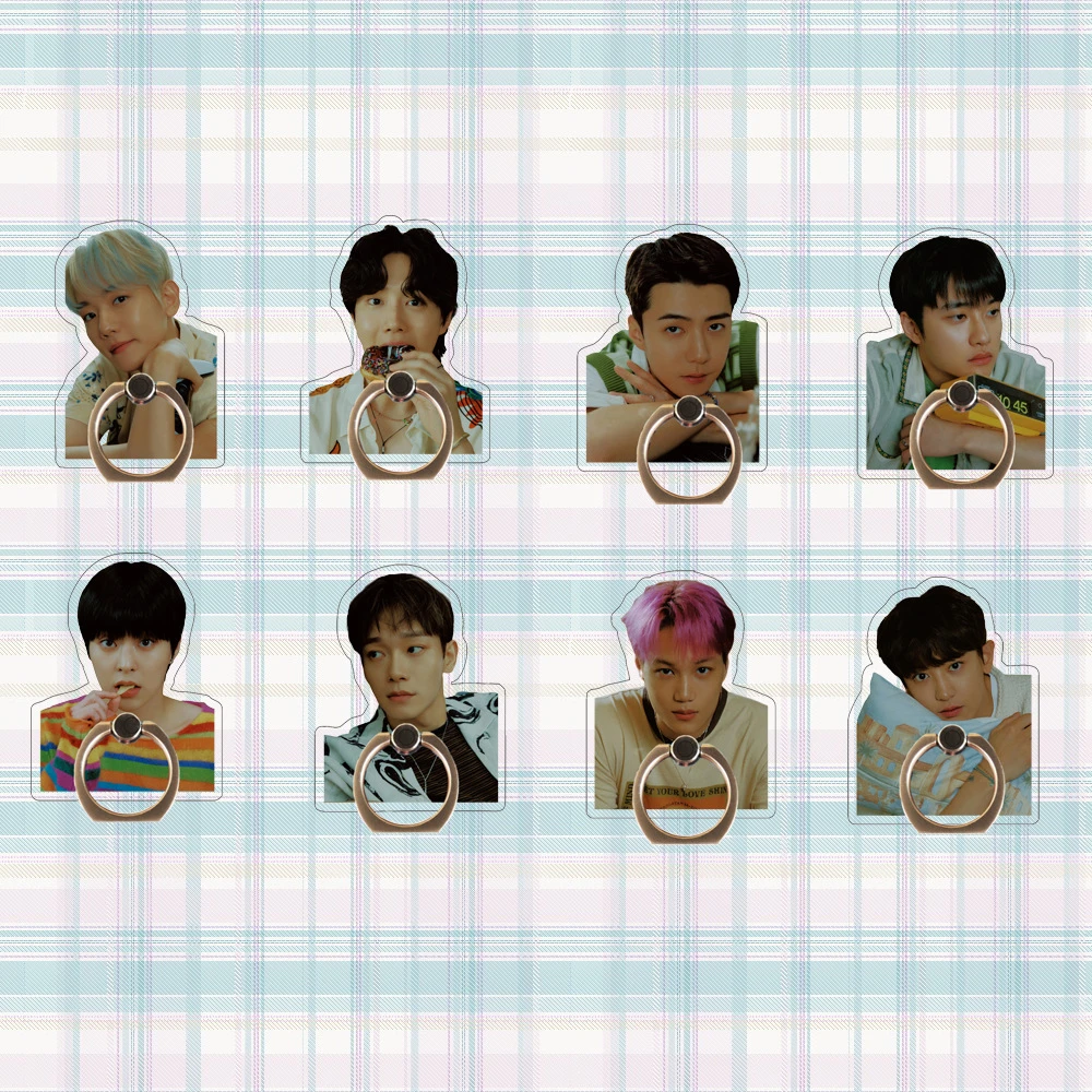 Kpop EXO Boys Small Acrylic Stand Model Plate Phone Key Finger Ring EXO-L Fans Accessories BAEKHYUN KAI SEHUN CHANYEOL CHEN SUHO