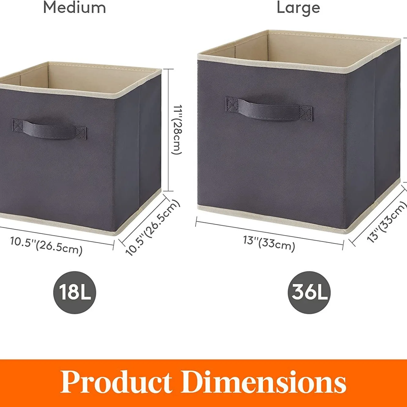 Foldable Storage Fabric Box for Dormitory, Toy Finishing Box, Portable Square Storage Basket, Gray