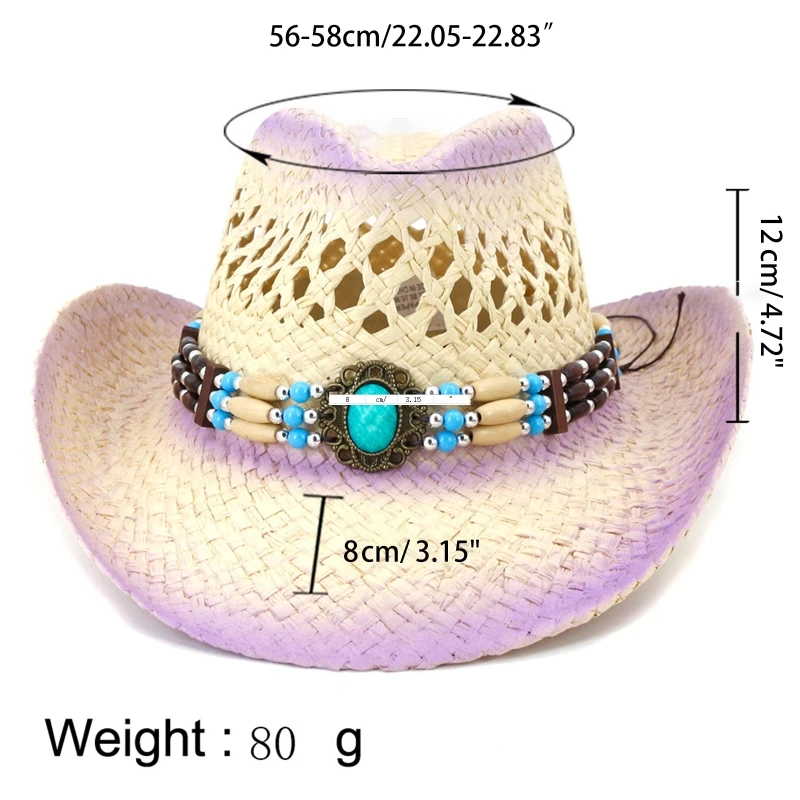 for Creative Straw Weaving Cowgirl Hat Wide Brim Anti-uv Hat Breathable for Wedd