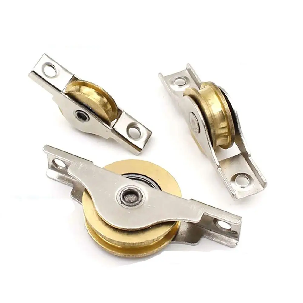 

Прочные стальные ролики для дверей сарая, серебристо-черные направляющие для раздвижных дверей, железное колесо с прорезями для дверных колес, рабочий