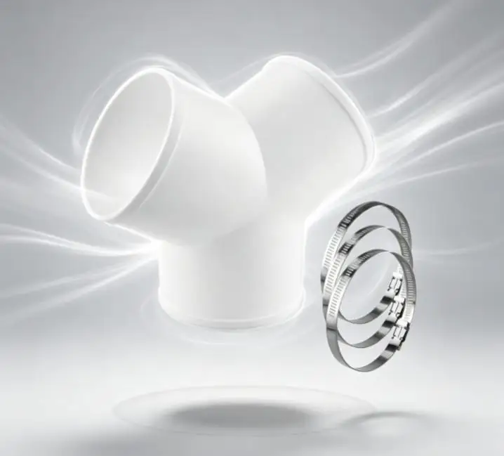 Leak Free Sealing Y Type Tee Connector Tool Free Assembly Low Noise Airflow Secure Hose Connection Ventilation for fan