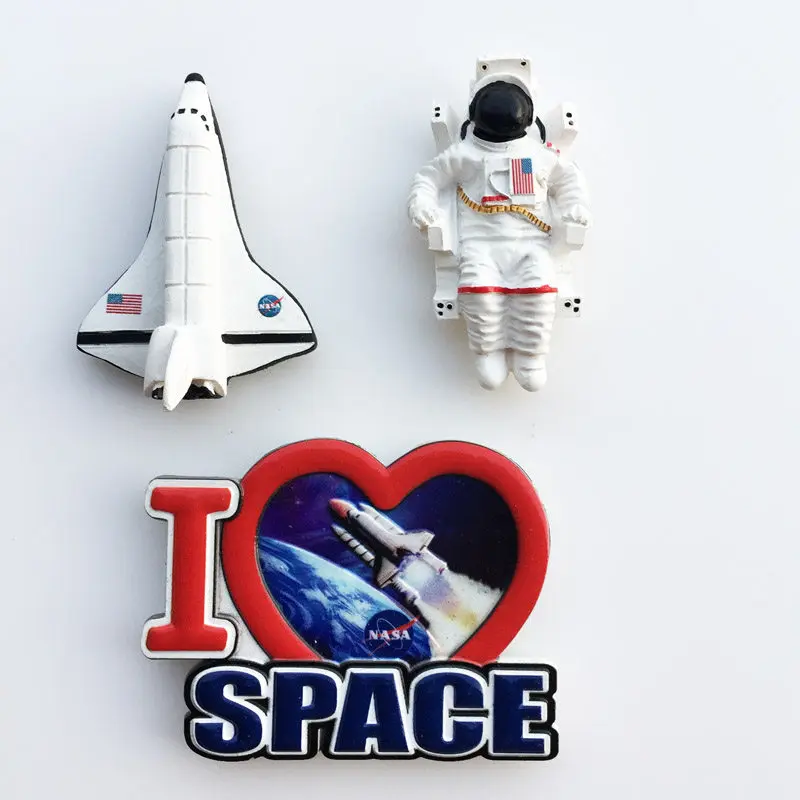 Creative 3D magnetic refrigerator stickers, American travel commemorative space shuttle astronauts space decoration crafts