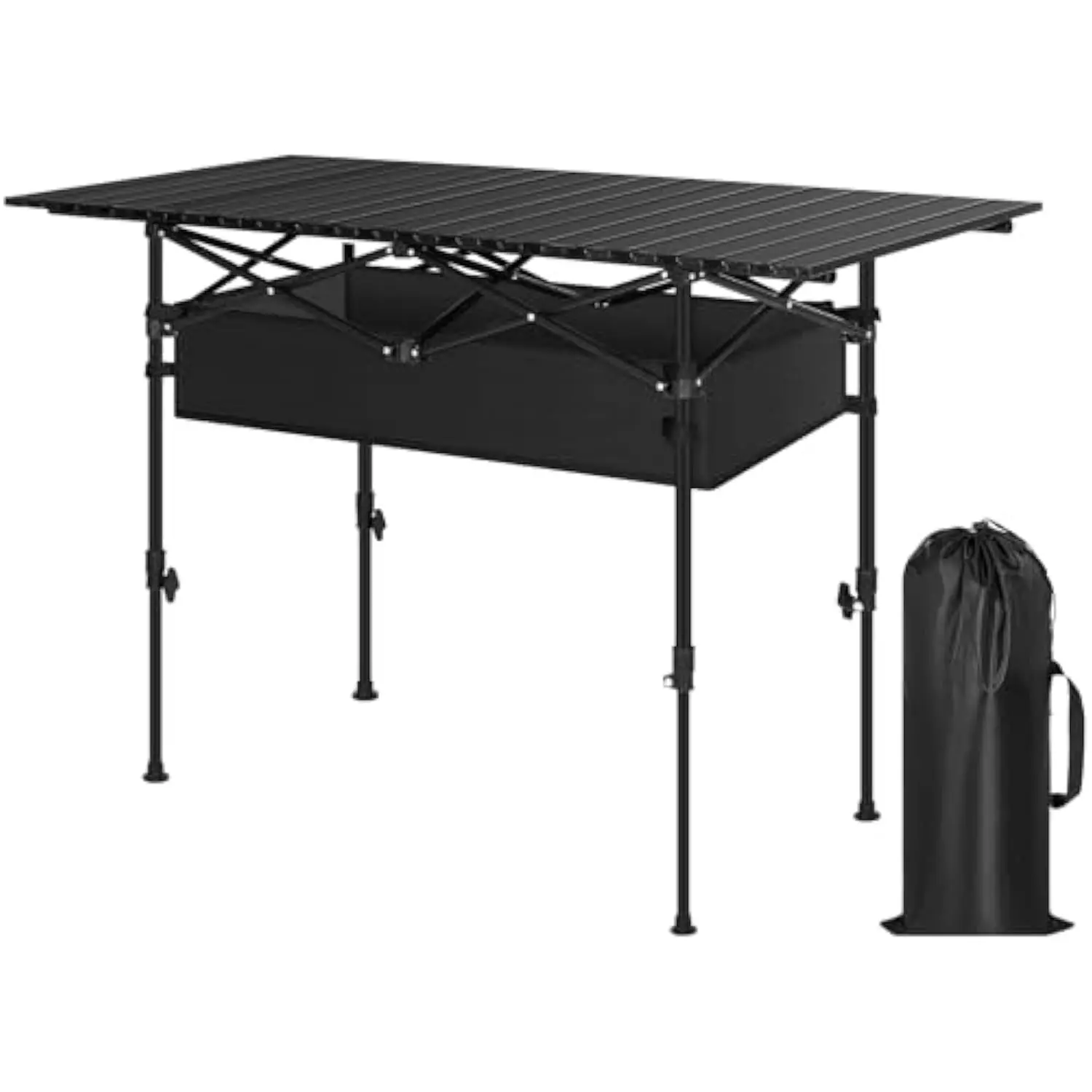 

Folding Camping Table Portable Aluminum Roll up Picnic Backpacking Table with Adjustable Height, Large Storage and Carrying Bag