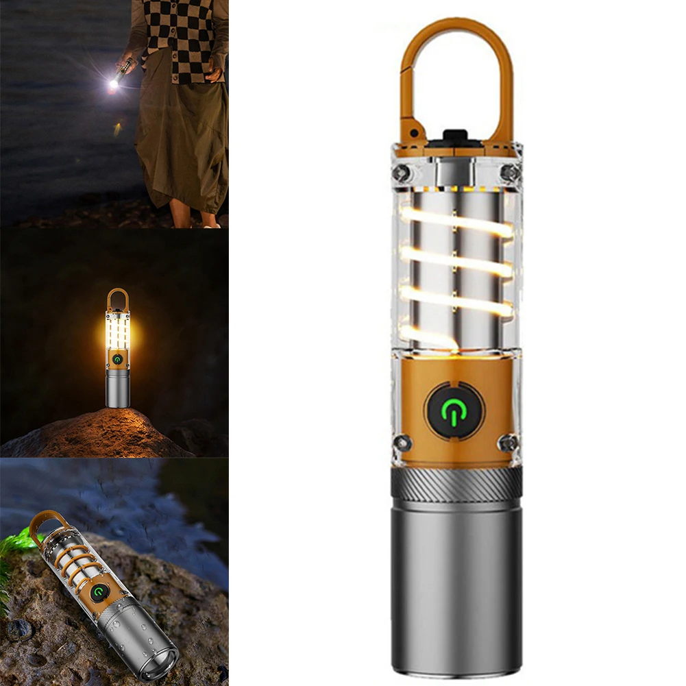 Dual Source Strong LED Lamp Telescopic Zoom Flashlight Waterproof Camping Light Camping Light Camping Hiking Flashlights