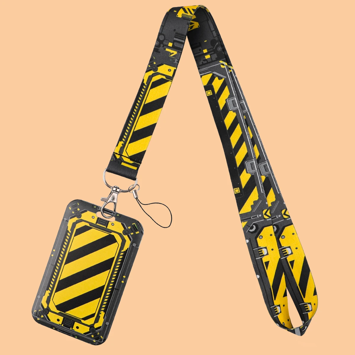 Yellow Black Caution Pattern Lanyards For Keychain Neck Straps ID Card USB Badge Holder Hang Rope Accessories Gifts