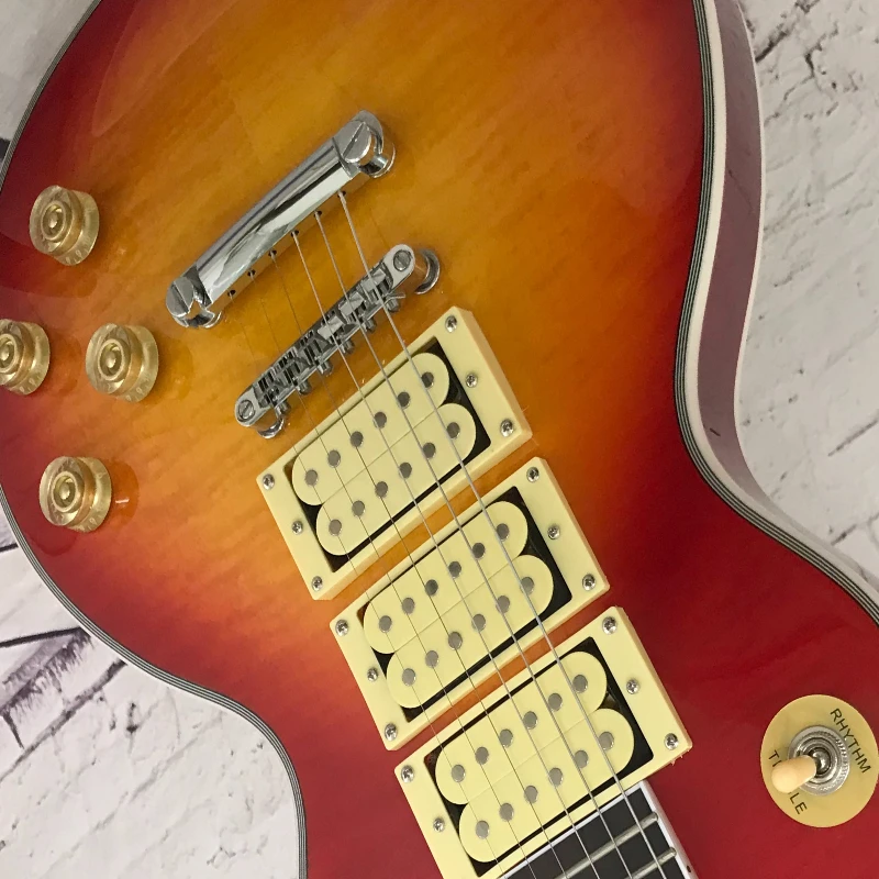 

Электрогитара Cherry Sunburst Colour LP00S с одним вырезом, тройным хамбакером, фиксированным бриджем, для рок-музыки, бесплатная доставка