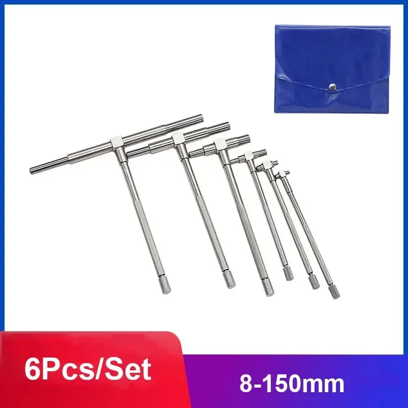 6Pcs/Set Telescoping Gauges Set 8-150mm Hole Precision T-Bore Scale Caliper For Quick Inside Measurements Holes Tools