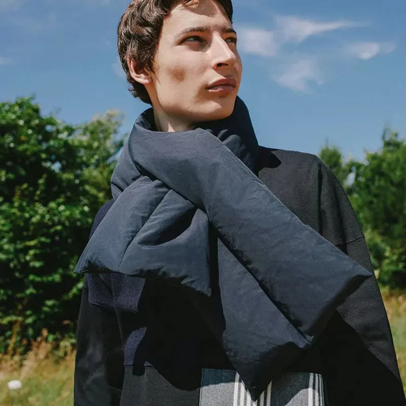 

Зимний пуховый шарф-воротник унисекс, теплый, утолщенный, объемный, однотонный, для защиты шеи, Echarpe Femme