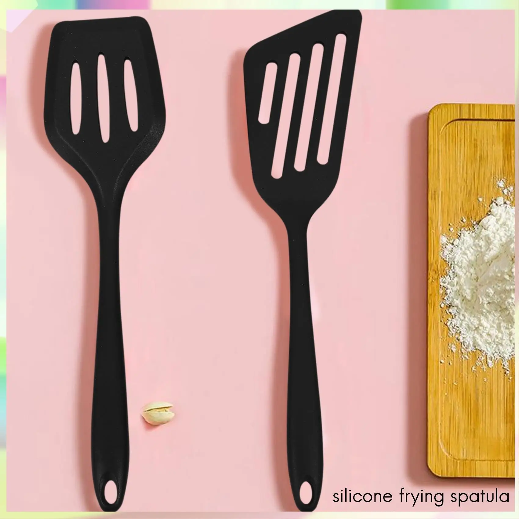 

B23B 2 Pcs Silicone Slotted Fish Turner Spatula,Flipper Spatulas For Non Stick Cookware Baking,Cooking,Heat Resistant
