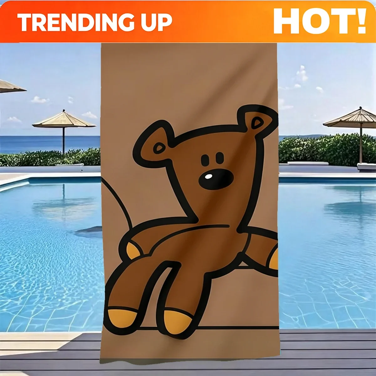 Custom Mr B-Bean Teddy Bear Cartoon Beach Towel Microfiber Soft Quick Dry Gym Sports Towel Bath Towel For Bathroom Swimming Outd