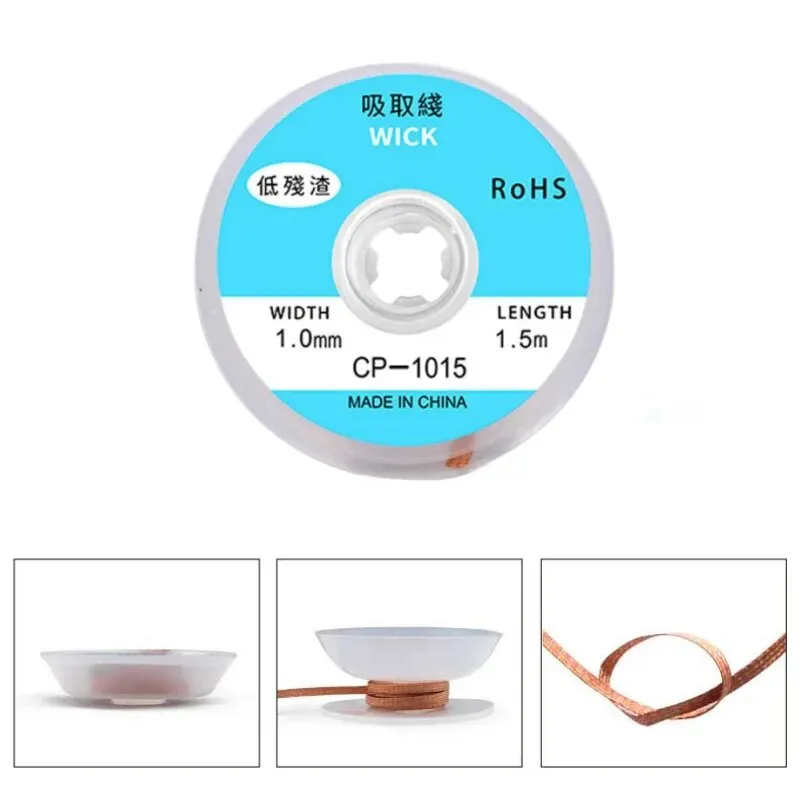 1pcs 1.0-1.5mm Desoldering Mesh Braid Tape Copper Welding Point Solder Remover Wire Soldering Wick Tin Lead Cord Flux