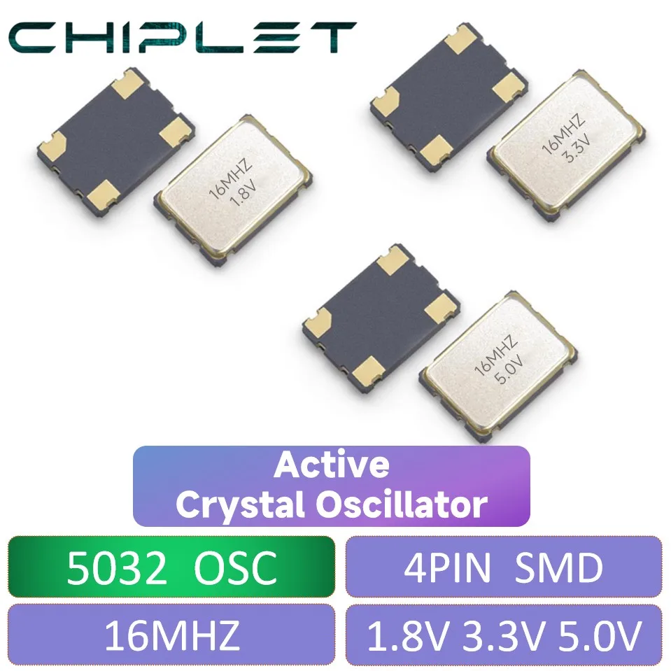 5pcs SMD 5032 Active Crystal Oscillator 16MHZ 1.8V 3.3V 5V OSC 4Pin 3250 5*3.2 3.2X5.0MM 16M 4P