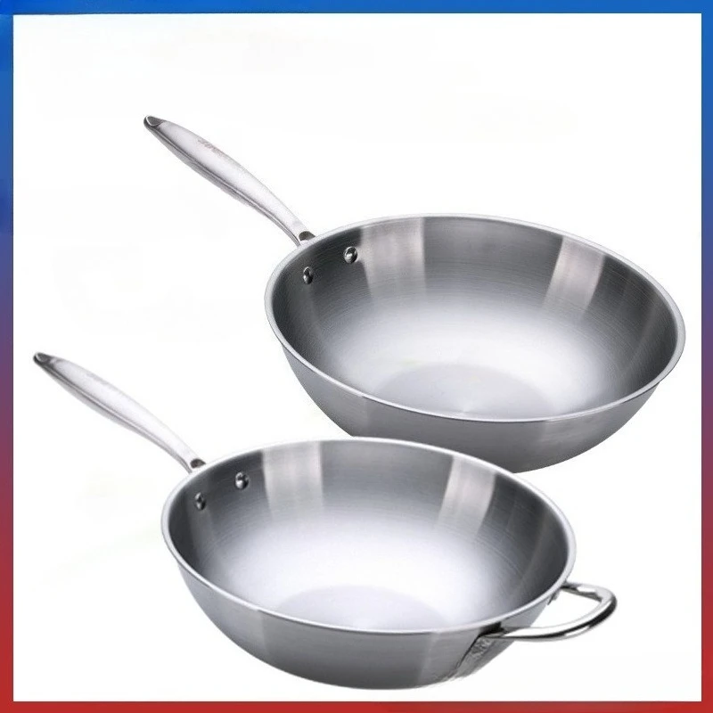 Sartén antiadherente sin humos de aceite con tecnología alemana, sartén de acero inoxidable, sartén sin recubrimiento para el hogar, estufa electromagnética