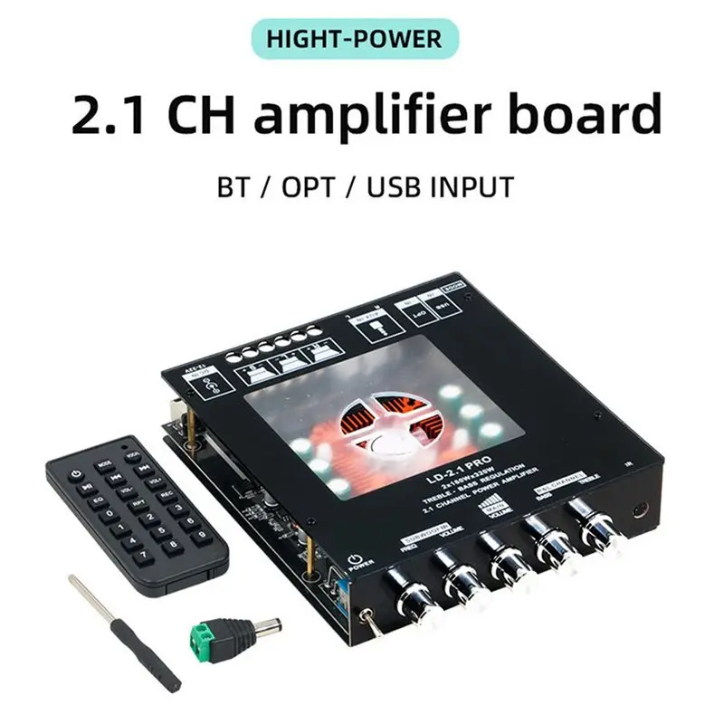 ABGI-AUX Eingang 2.1-Kanal Bluetooth-Verstärkerplatine 320W Hifi-Subwoofer-Audio-Verstärker mit Höhen- und Bassregelung DC 12/32 – Detail 5
