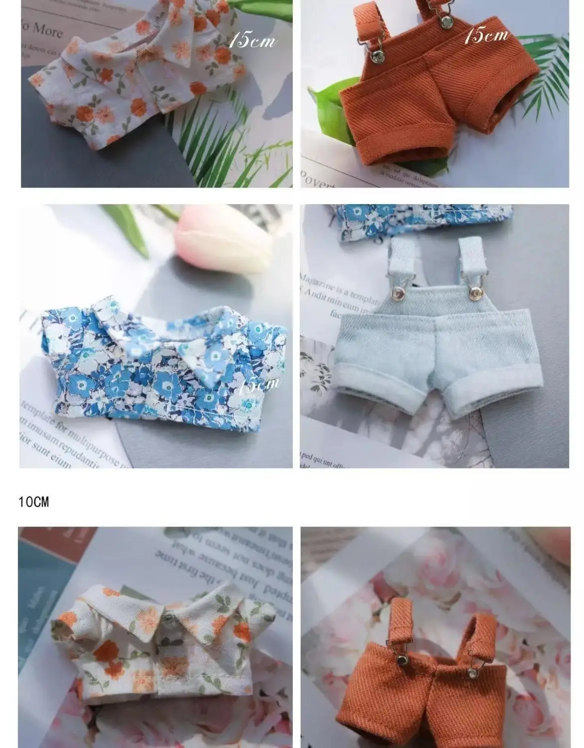20cm Doll Clothes, Printed Short-Sleeved Dress With Suspenders Set, Fashionable And Exquisite Handmade Doll Clothing Accessories
